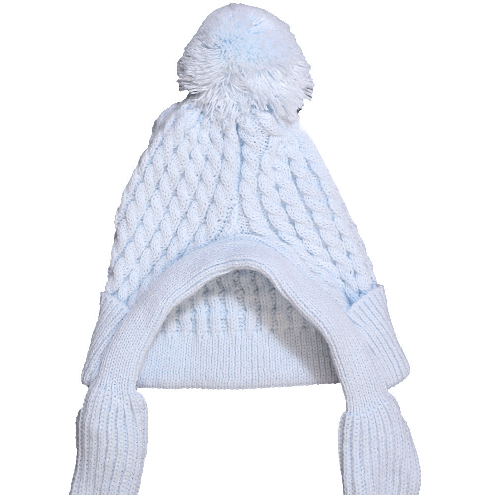 BABY HAT WITH POMPOM AND SCARF WHITE NAVARRO - 2