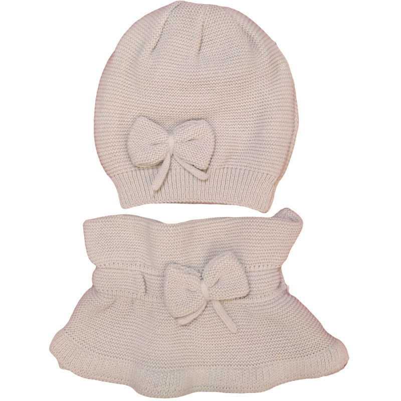 copy of BABY HAT WITH BOW AND NECK WARMER NAVARRO - 1