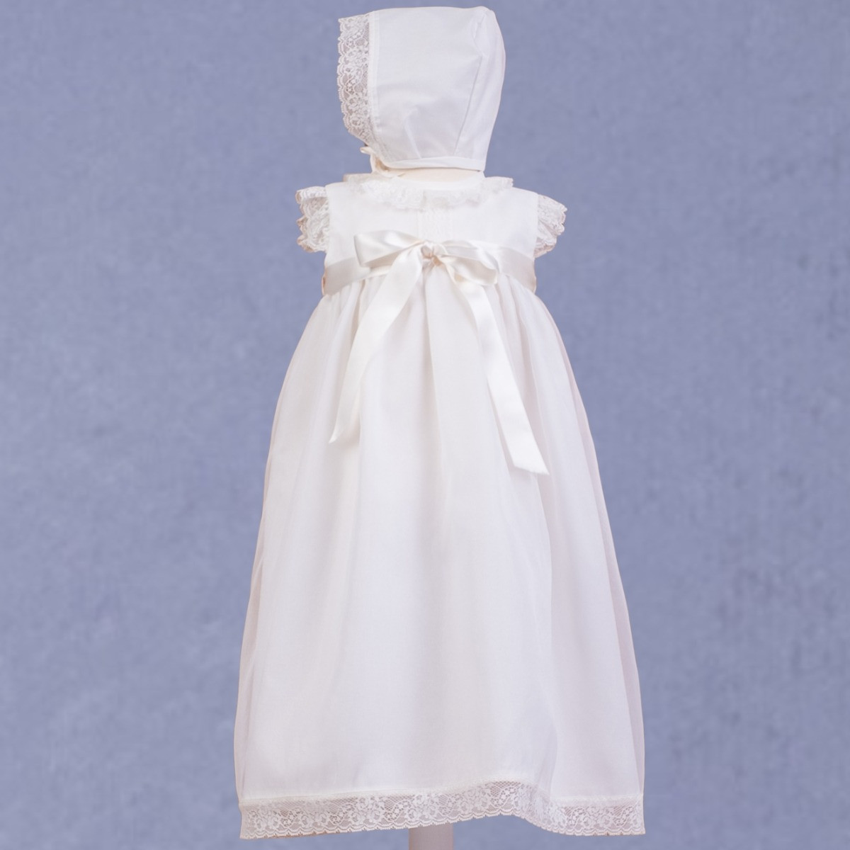 GIRLS CHRISTENING GOWN WITH CAP MISHA BABY - 3