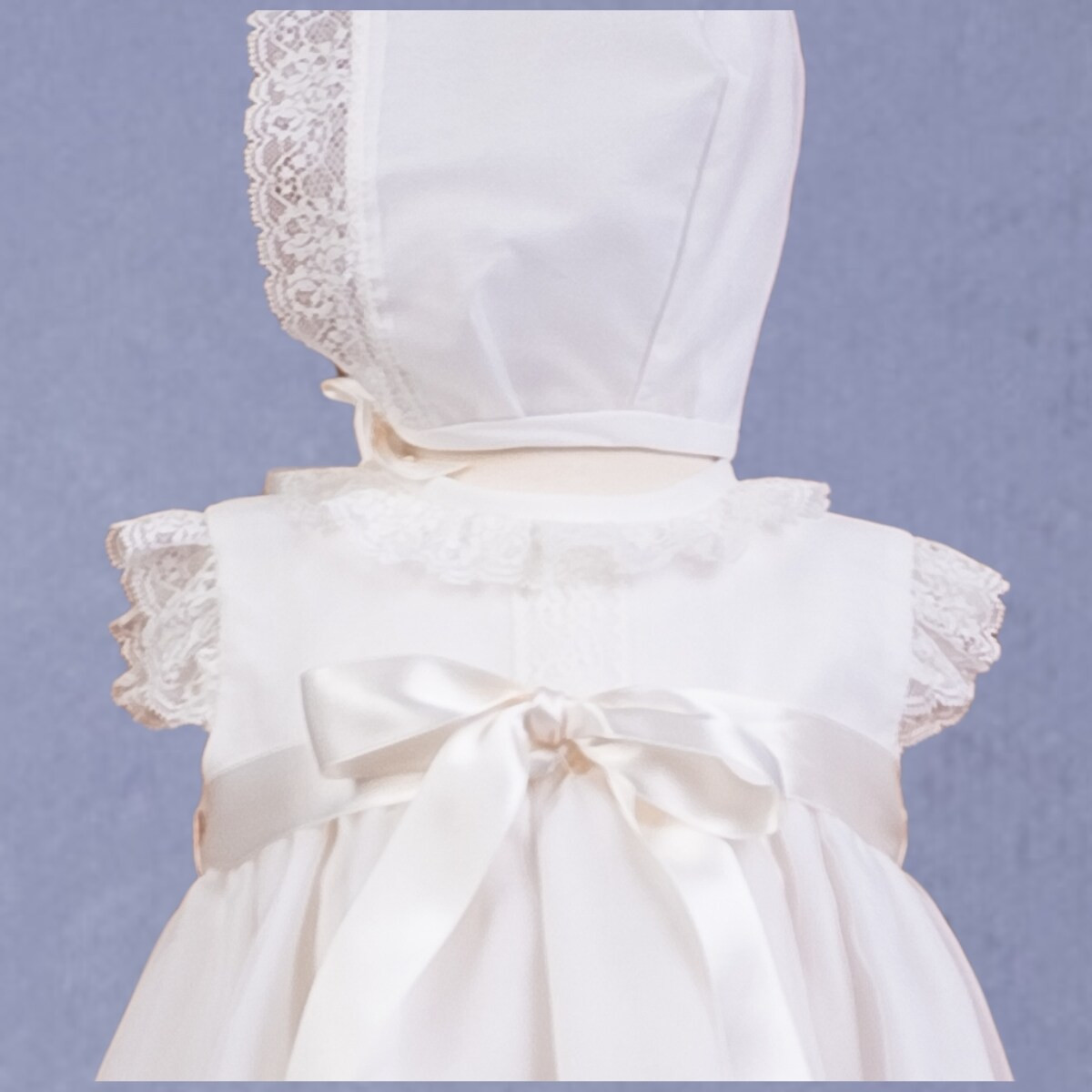 GIRLS CHRISTENING GOWN WITH CAP MISHA BABY - 4