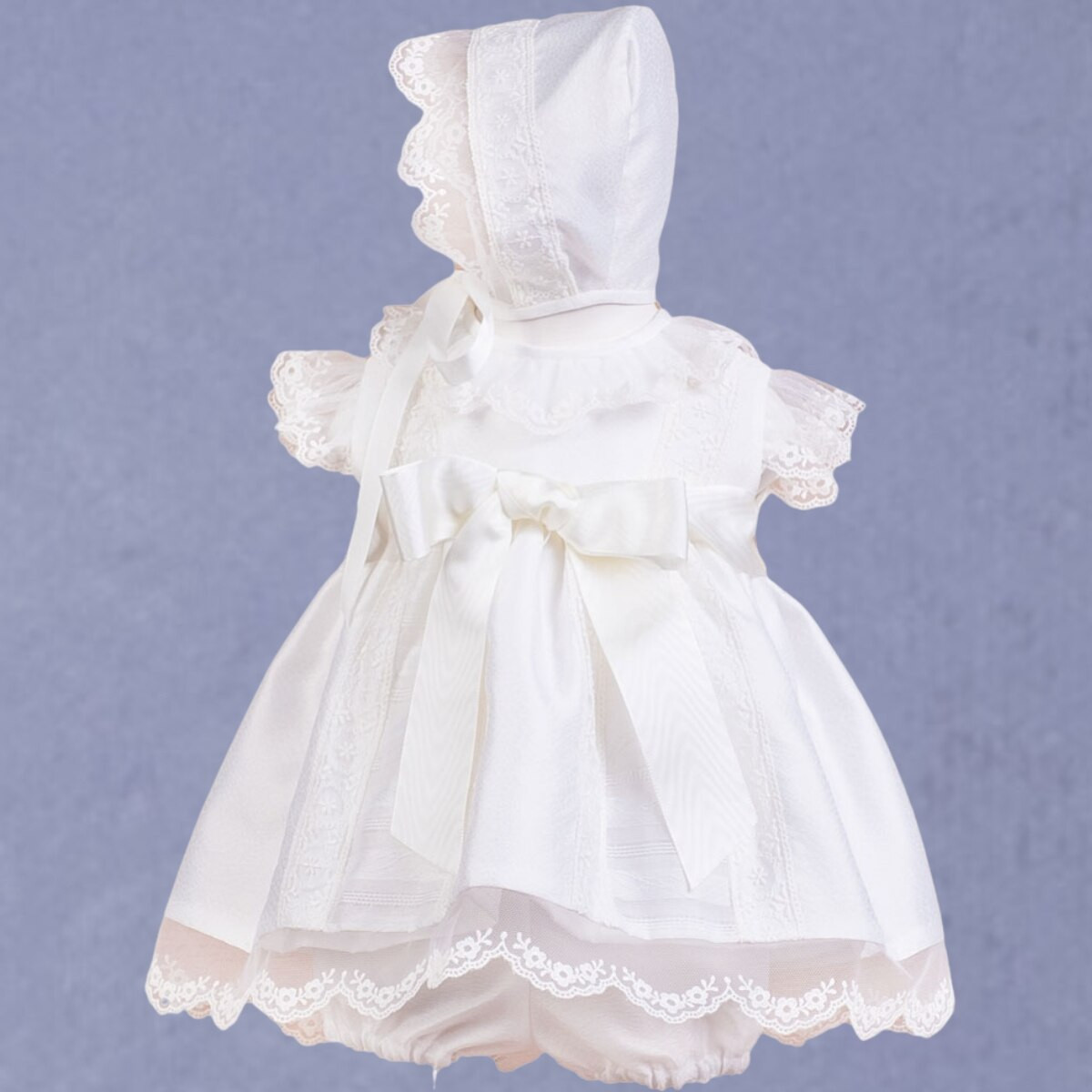 baby girls chrsitening dress with bonnet MISHA BABY - 1