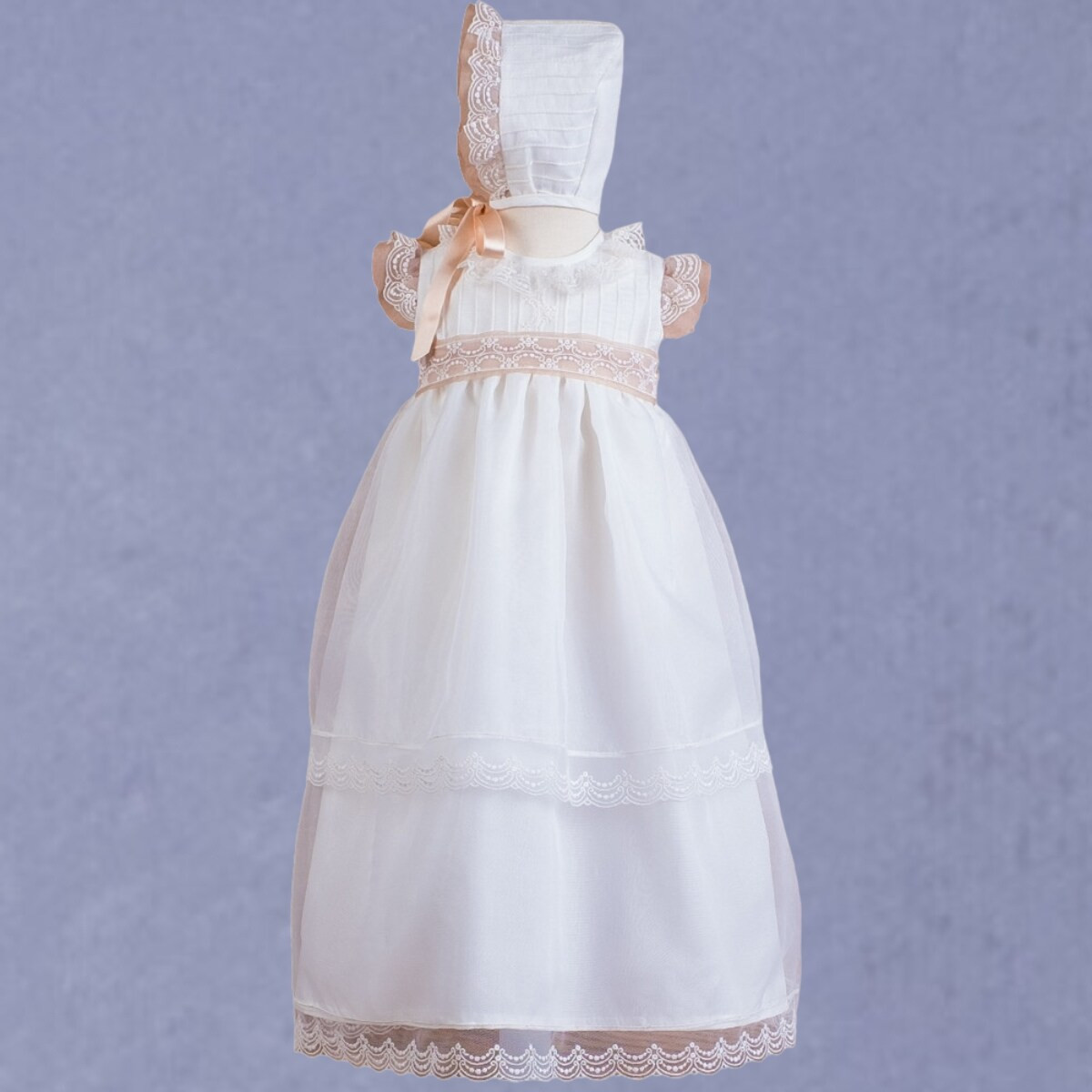 girls christening gown with lace MISHA BABY - 1