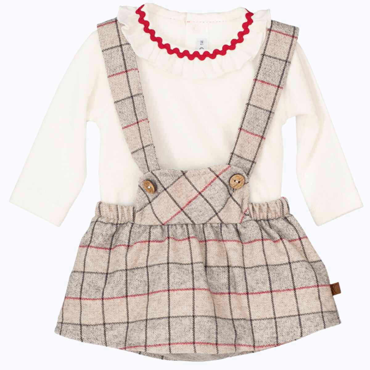 GIRLS CHECKERED SKIRT WITH STRAP AND BLOUSE CALAMARO - 2