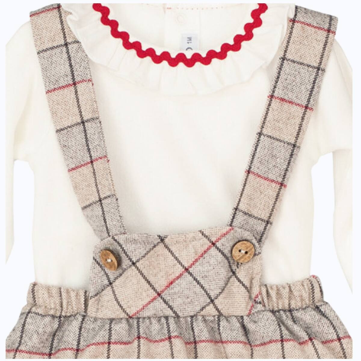 GIRLS CHECKERED SKIRT WITH STRAP AND BLOUSE CALAMARO - 3