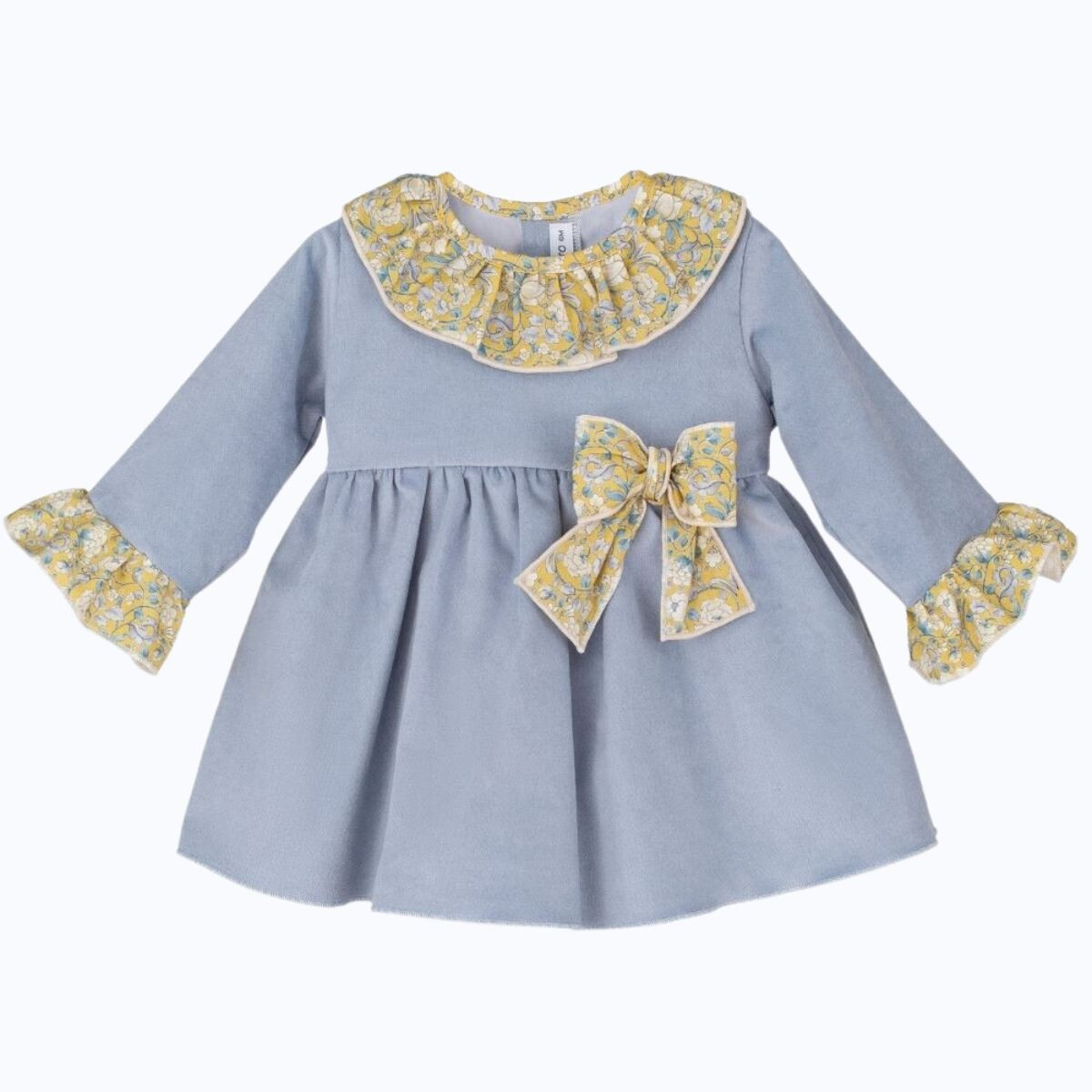 DRESS WITH PRINTED FRILLED NECK AND BOW CALAMARO - 2