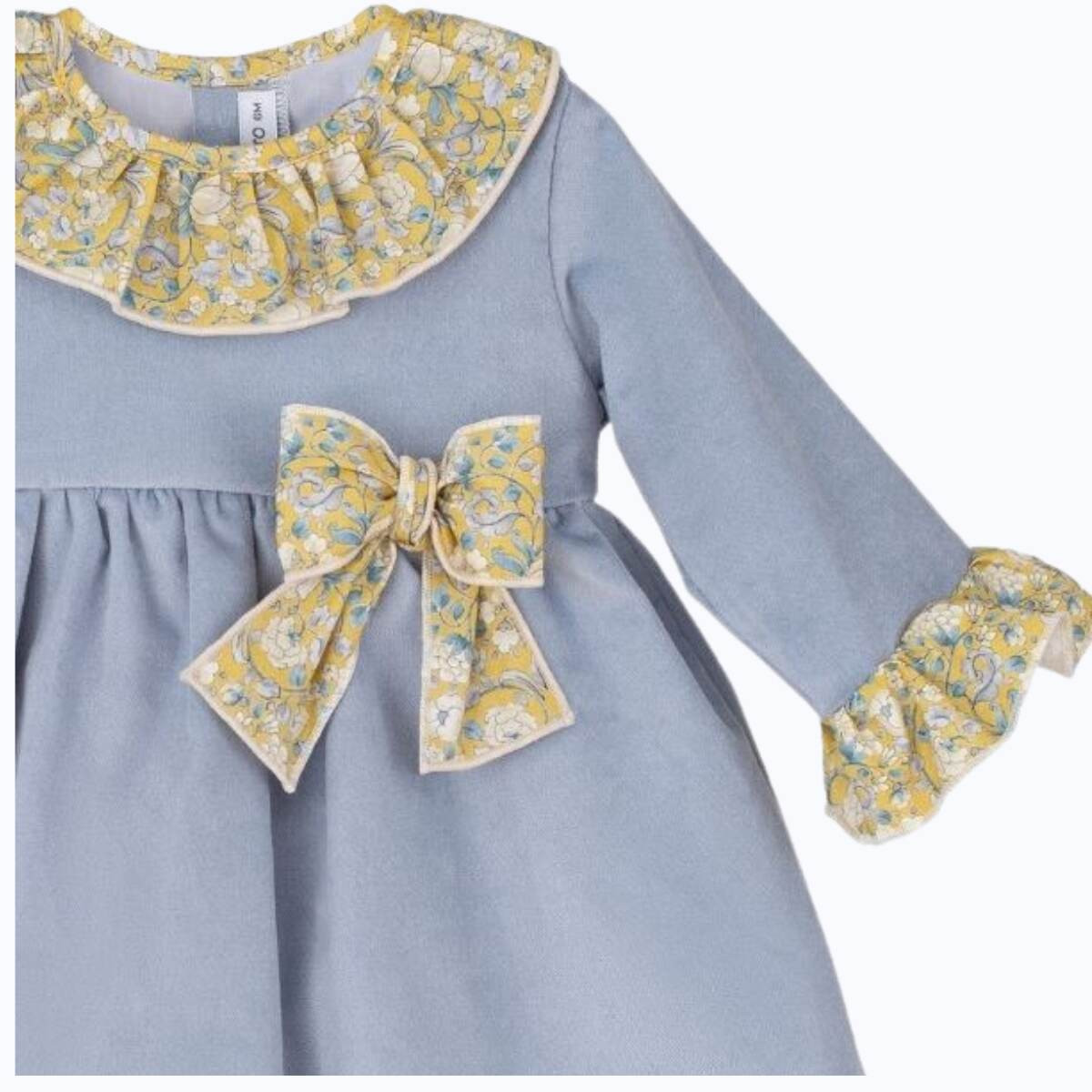 DRESS WITH PRINTED FRILLED NECK AND BOW CALAMARO - 3