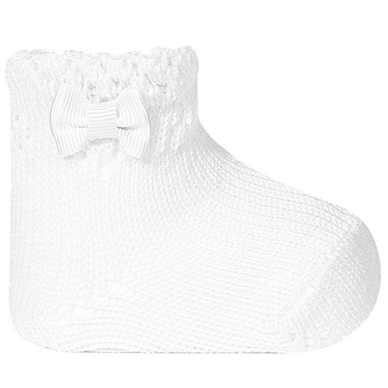 BABY SHORT SOCKS WITH OPENWORKED CUFF AND SMALL BOW CONDOR - 3