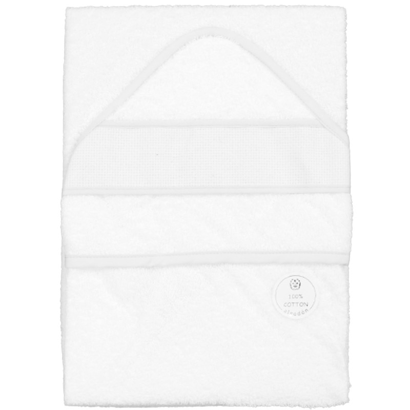 White Baby Hooded Bath Towel 100x100cm GAMBERRITOS - 2