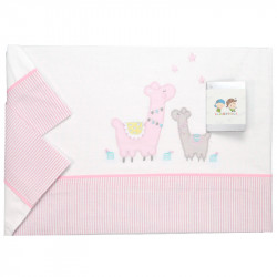 JUEGO DE SABANAS 3 PZAS LLAMAS ROSA GAMBERRITOS - 1