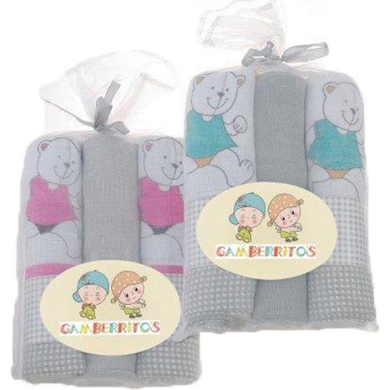 BABY SET OF 3 PRINTED GAUZE GAMBERRITOS - 1