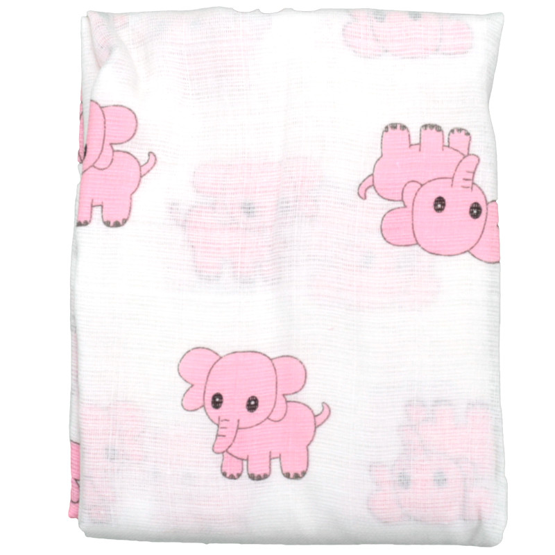 Pink Muslin Gauze Elephants GAMBERRITOS - 1