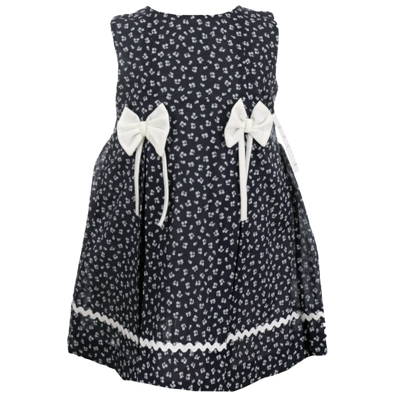 GIRLS SLEEVELESS DRESS WITH TINY BOWS PRINT AND TWO SIDE  BIG BOWS ISAMAR - 1