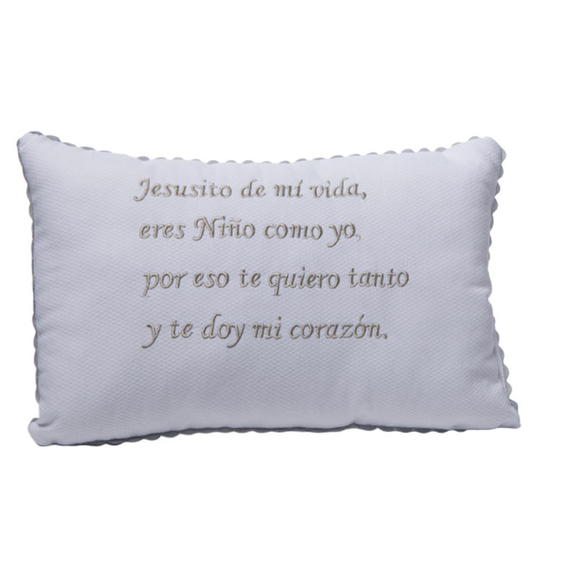 Gray Baby Cushion "Jesusito de mi vida" 30cm GAMBERRITOS - 1