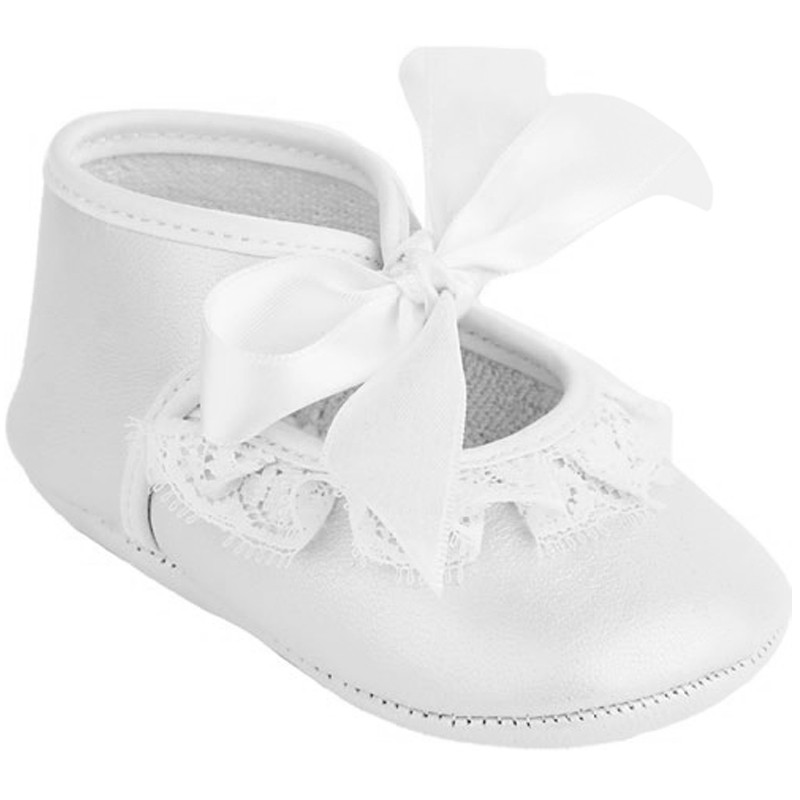 BABY SHOES IN LEATHER WITH BOW AND LACE CUQUITO - 2