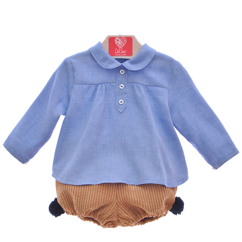 BOYS BUTTONED SHIRT AND POMPOM JAM PANTS DELSUR - 1