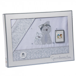 3-PIECE SET OF SHEETS PUPPIES GRAY MAXICUNA BOW GAMBERRITOS - 1