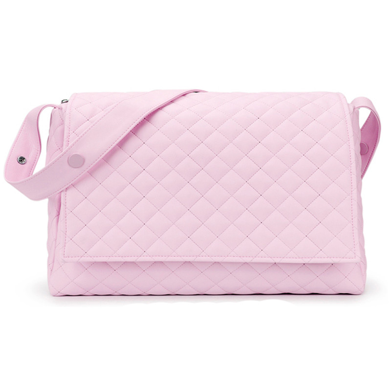 Pink Leather Maternity Bag Lux DUFFI - 1