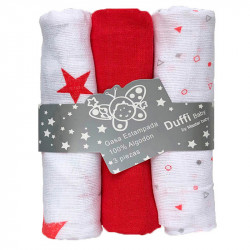 Red Set 3 Gauze Stars 80x80cm DUFFI - 1