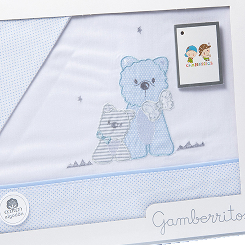 3-PIECE SET OF SHEETS PUPPIES BLUE TIE BLUE GAMBERRITOS - 2