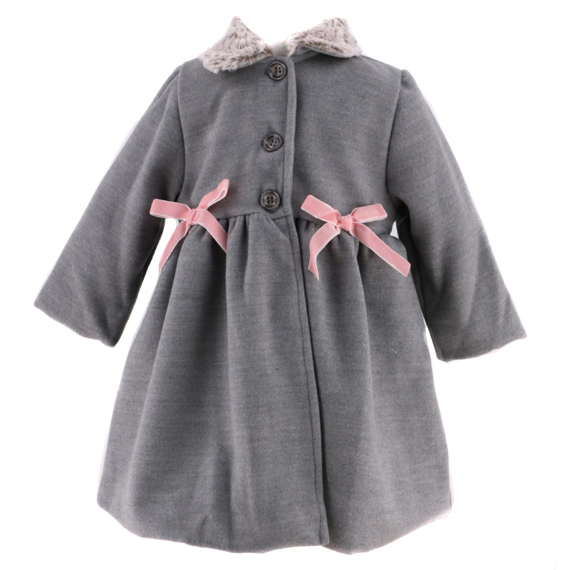 CLOTH COAT WITH TWO PINK BOWS DULCE DE FRESA - 1