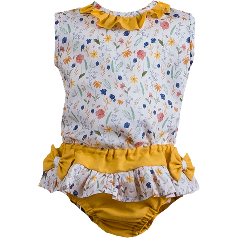 flowery blouse with side bows and knicker MISHA BABY - 1