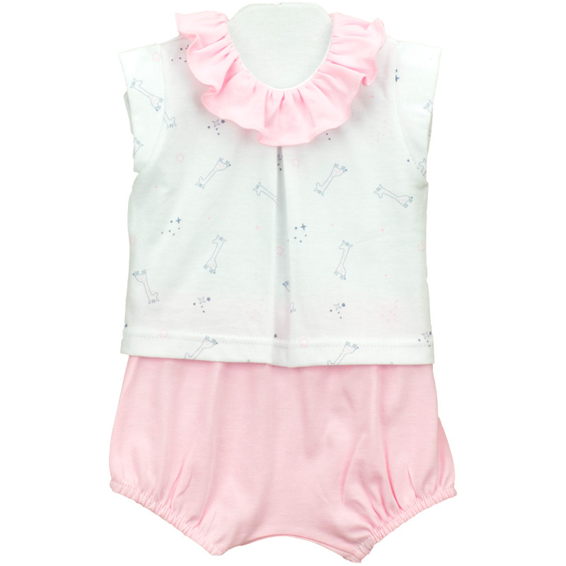 GIRLS TSHIRT WITH FRILLED NECKLINE AND NAPPY COVER BABIDU - 1