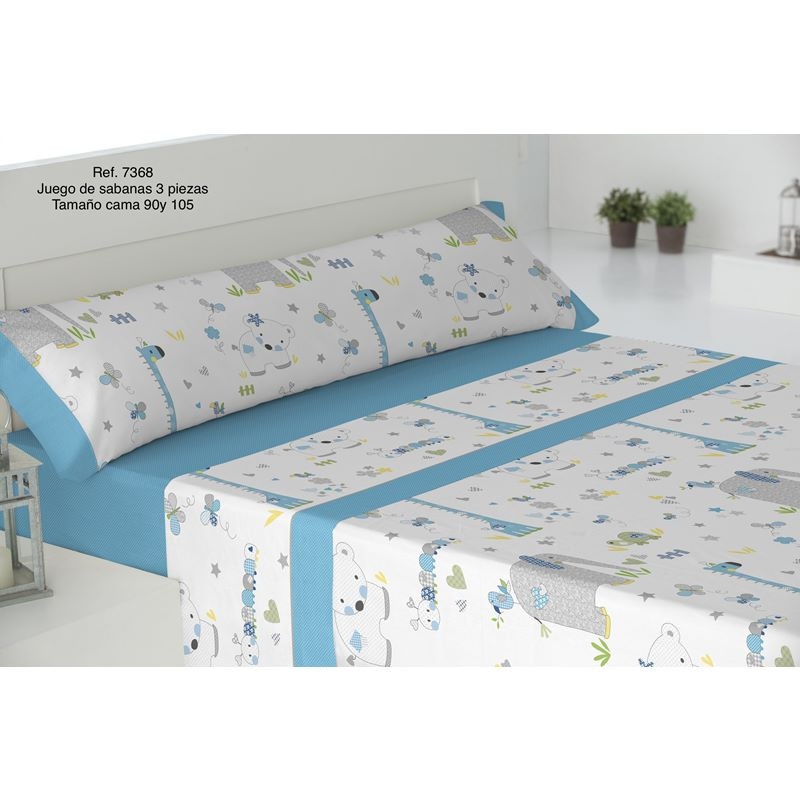 BLUE 3 BED SHEETS SET WILD FOREST GAMBERRITOS - 1