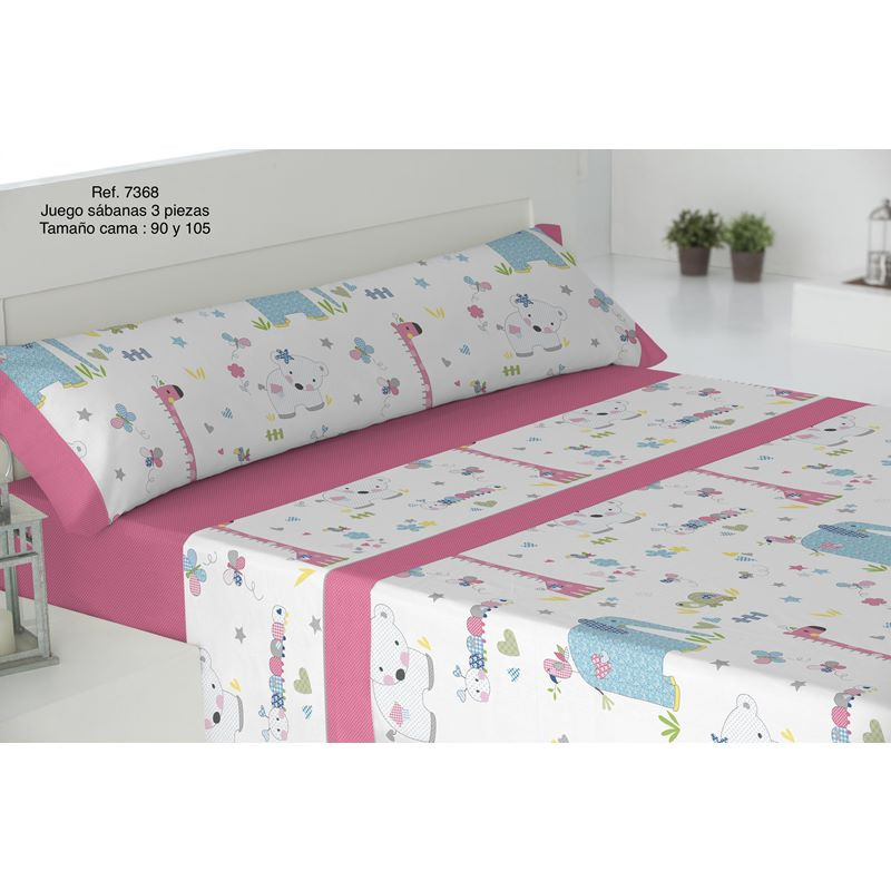 PINK 3 BED SHEETS SET WILD FOREST GAMBERRITOS - 1