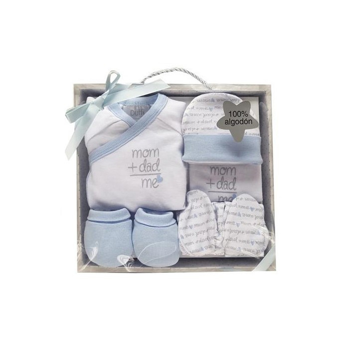 Blue 5-Piece Cotton Baby Gift Set Mom+Dad DUFFI - 1