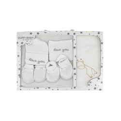 Set de Regalo Liso Arrullo "Jirafa" 5 Piezas Blanco DUFFI - 1