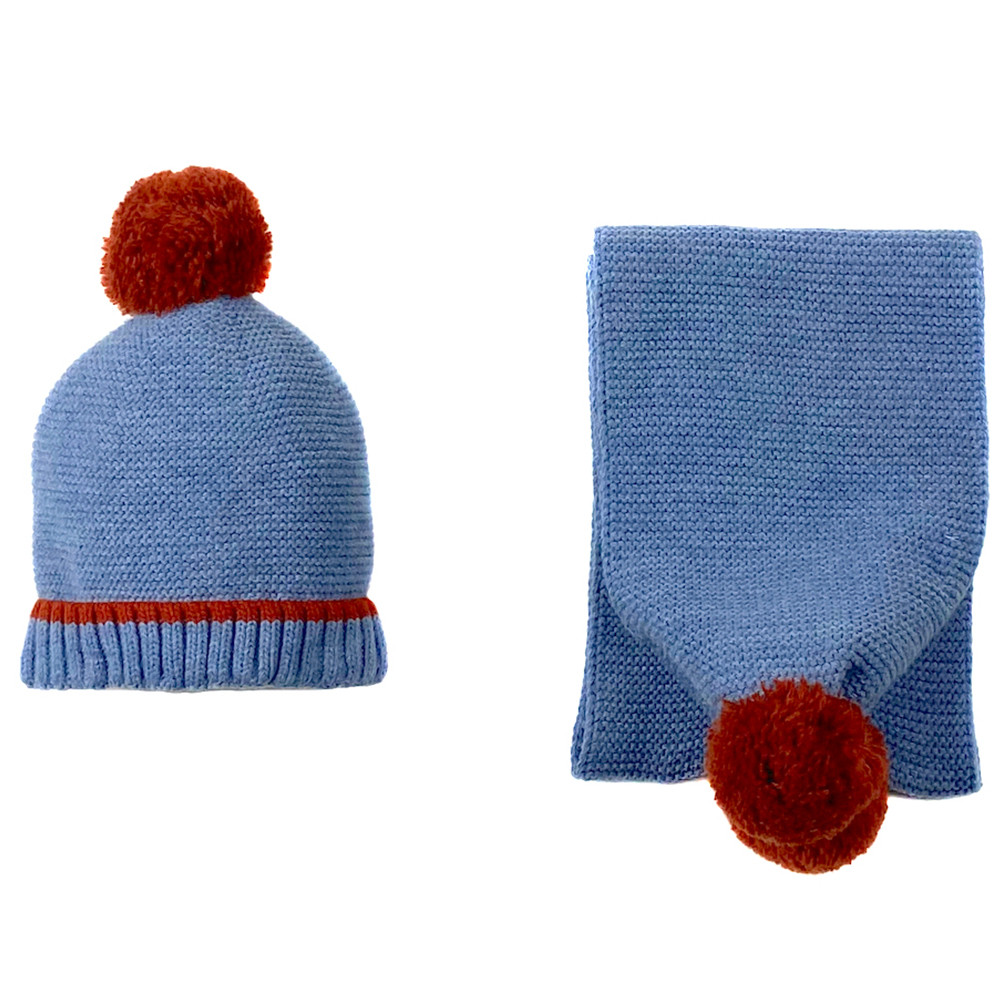 BOYS KNITTED SCARF AND BONNET WITH POMPOM MARTIN ARANDA - 1