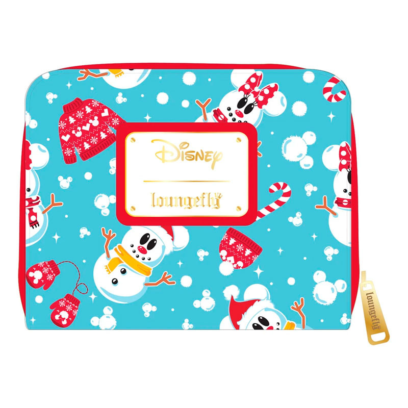 Lf Disney Seasonal Snowman Minnie Mickey Aop Zip Around Wallet LOUNGEFLY - 2
