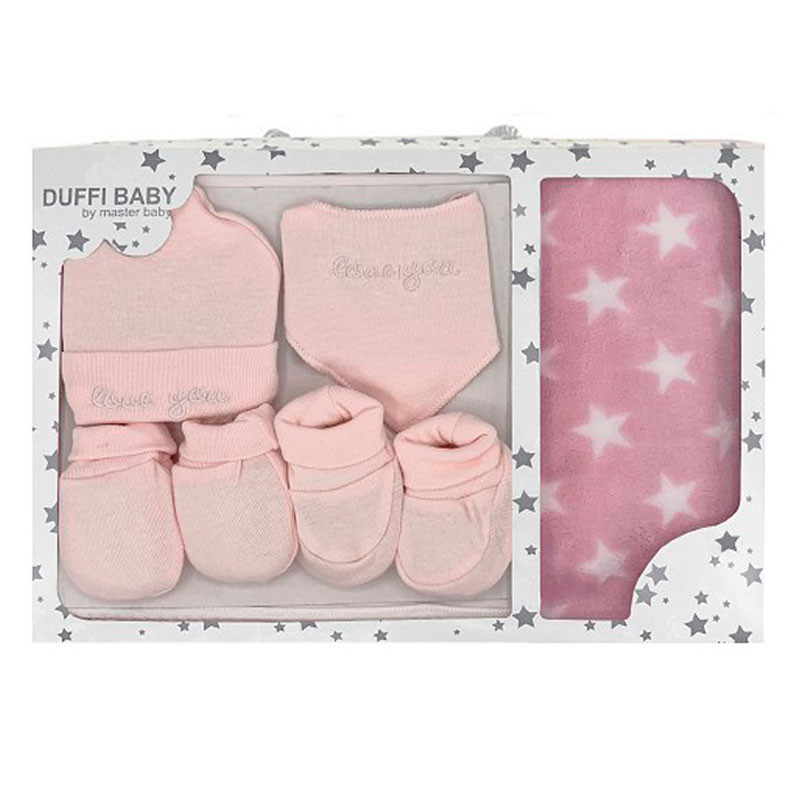 Pink Baby Set 6 piece with Stars Blanket 80x110cm DUFFI - 1