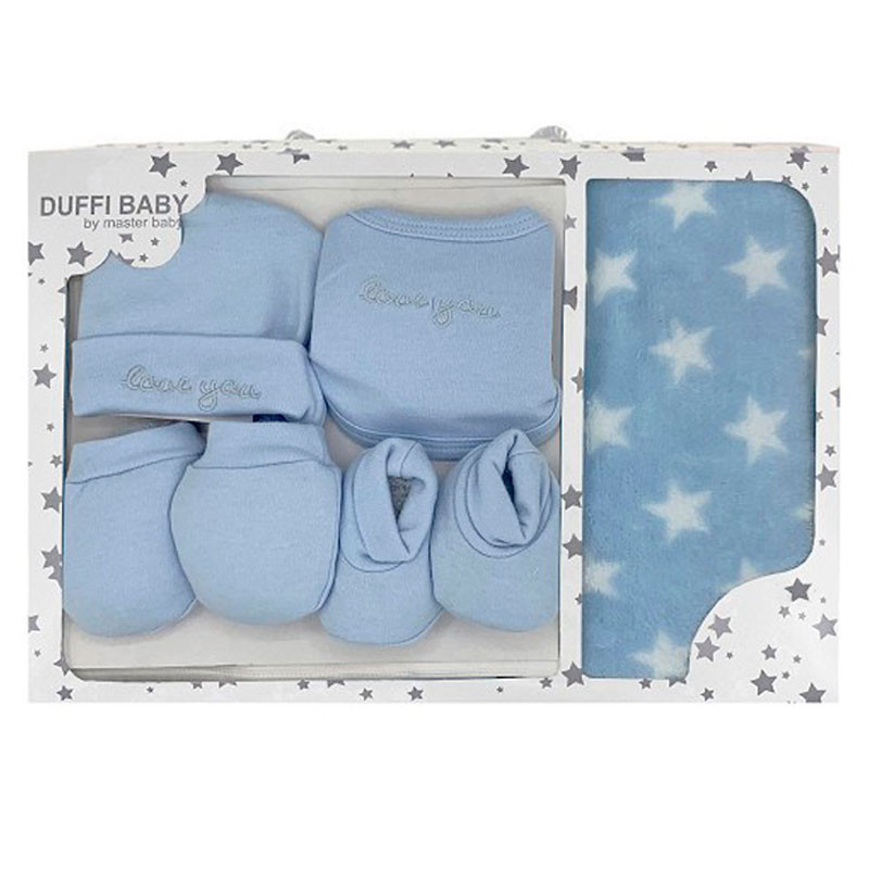 Set de Bebé 6 Piezas con Manta Estrellas 80x110cm Azul DUFFI - 1