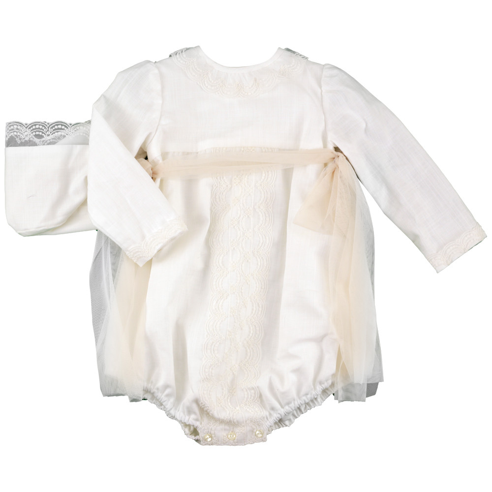CHRISTENING ROMPER WITH BONNET MISHA BABY - 4