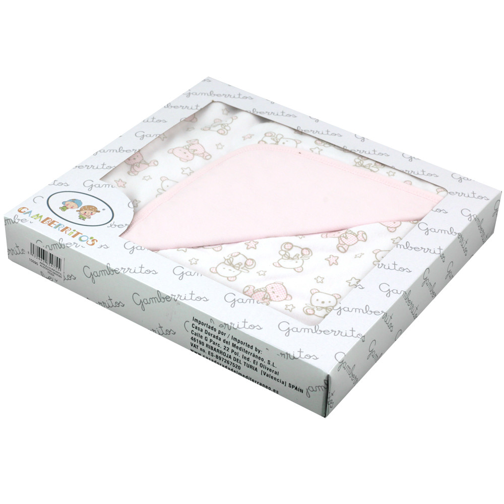 Baby Swaddle Cotton Bears 080X080 Pink GAMBERRITOS - 1