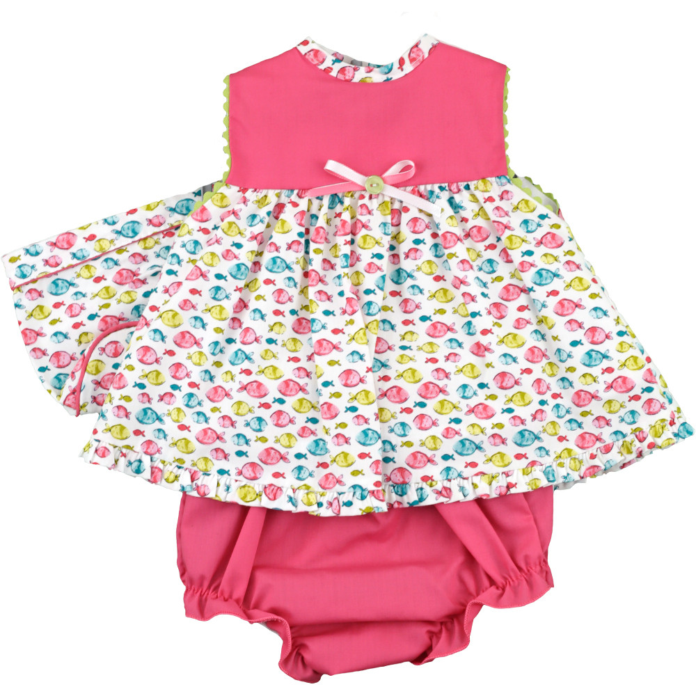 GIRLS DRESS WITH BONNET AND NAPPY COVER BABYFERR - 1
