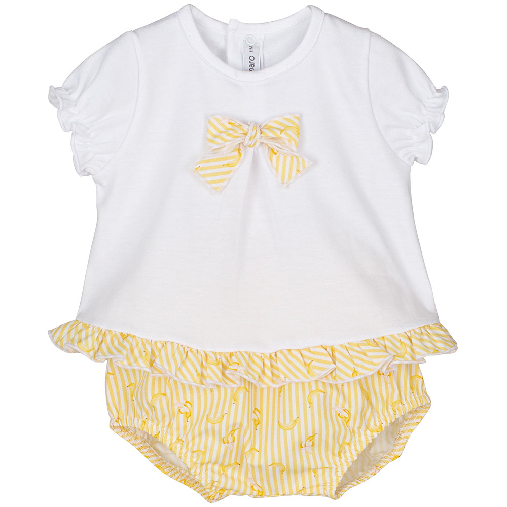 BABY GIRLS BOW BLOUSE AND STRIPED NAPPY COVER CALAMARO - 1