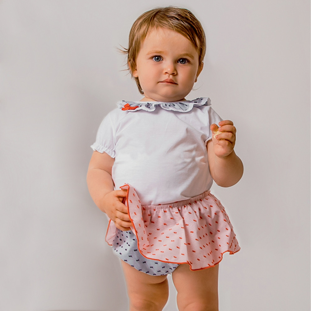 GIRLS PLUMETI BLOUSE AND FRILLED NAPPY COVER CALAMARO - 1