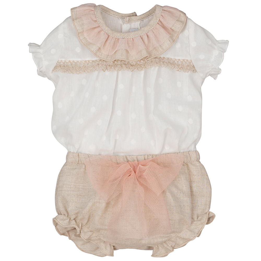 GIRLS FRILLED BLOUSE AND KNICKERS  BOW CALAMARO - 1