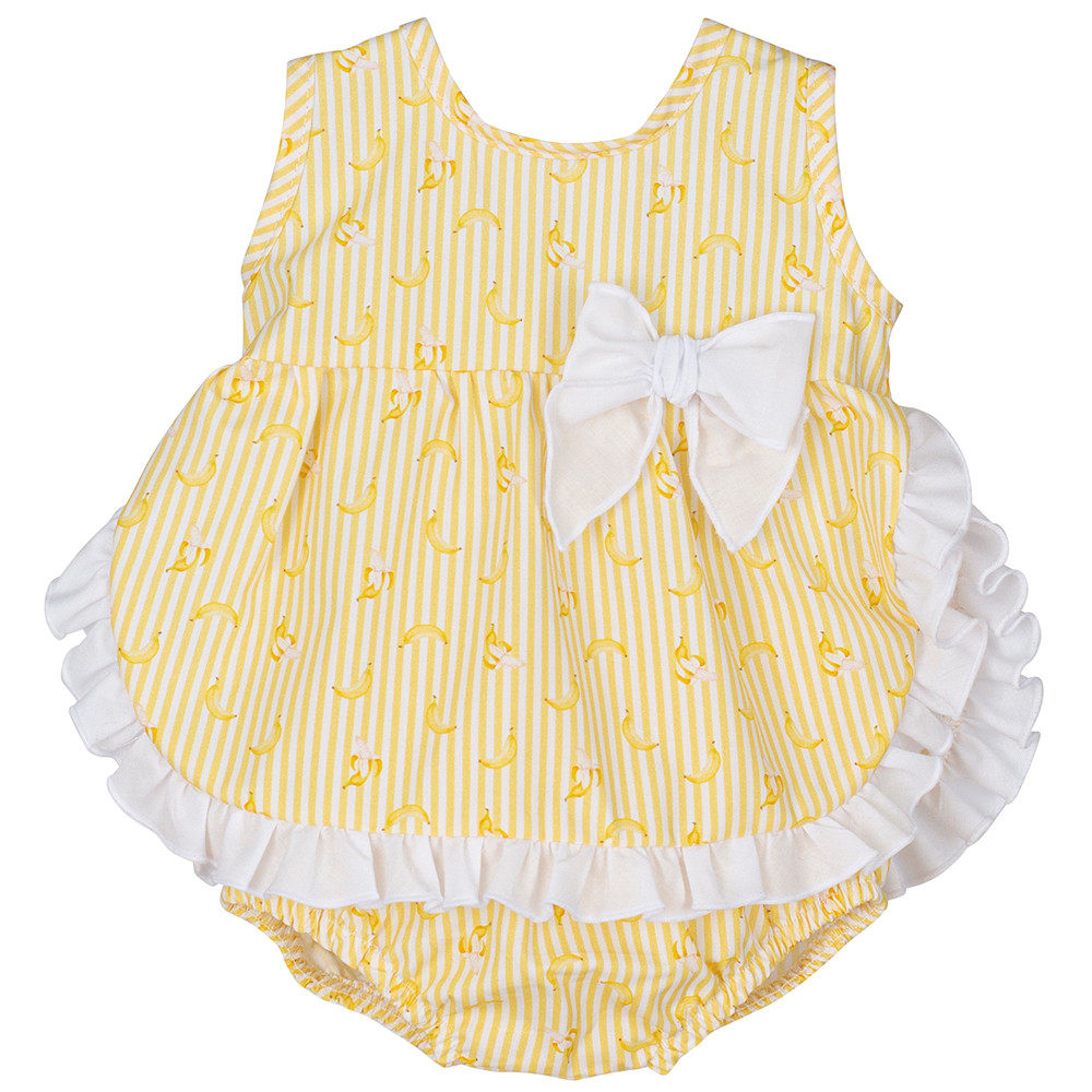 GIRLS YELLOW STRIPED BLOUSE AND NAPPY COVER CALAMARO - 1