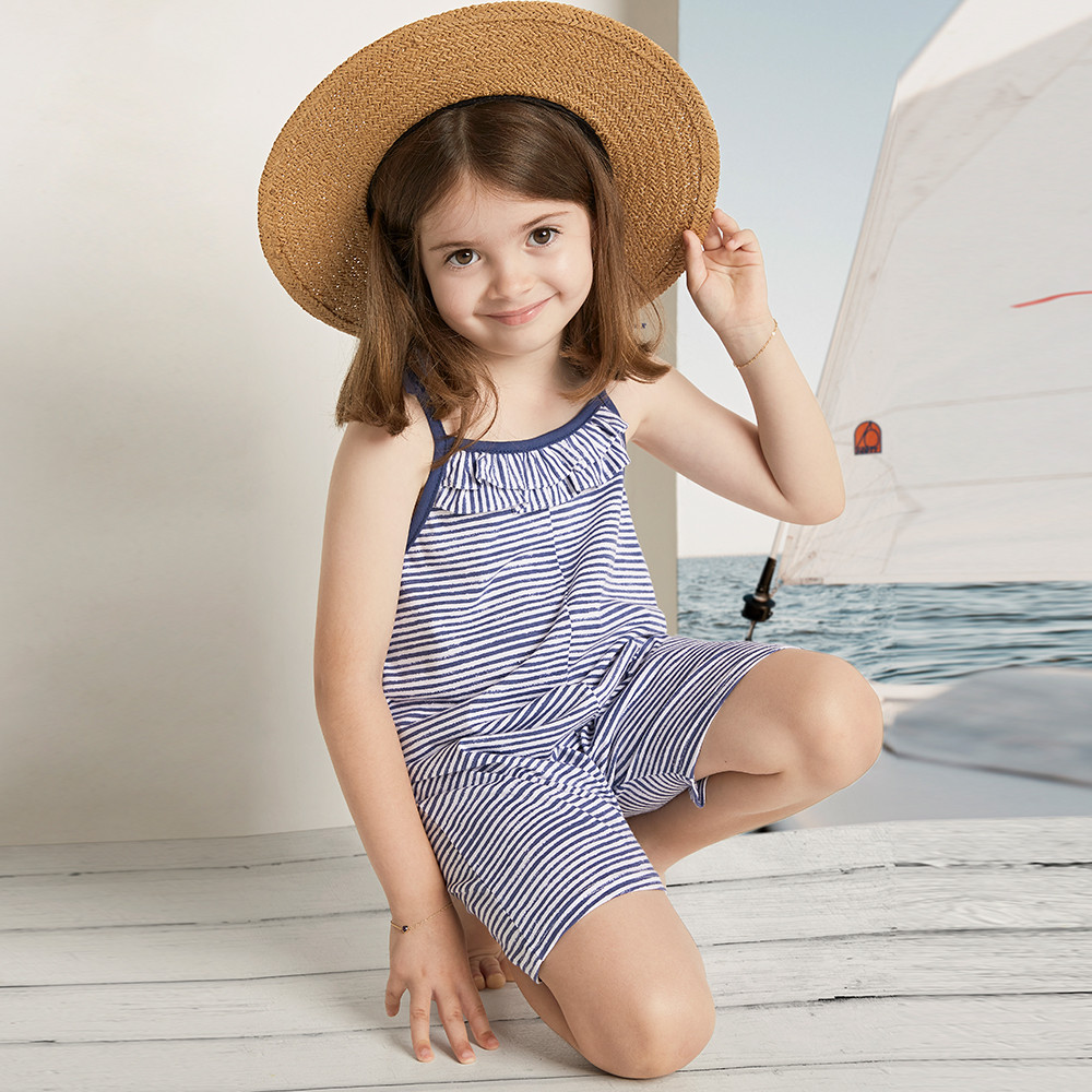GIRLS STRIPED STRAP OVERALL  - 4