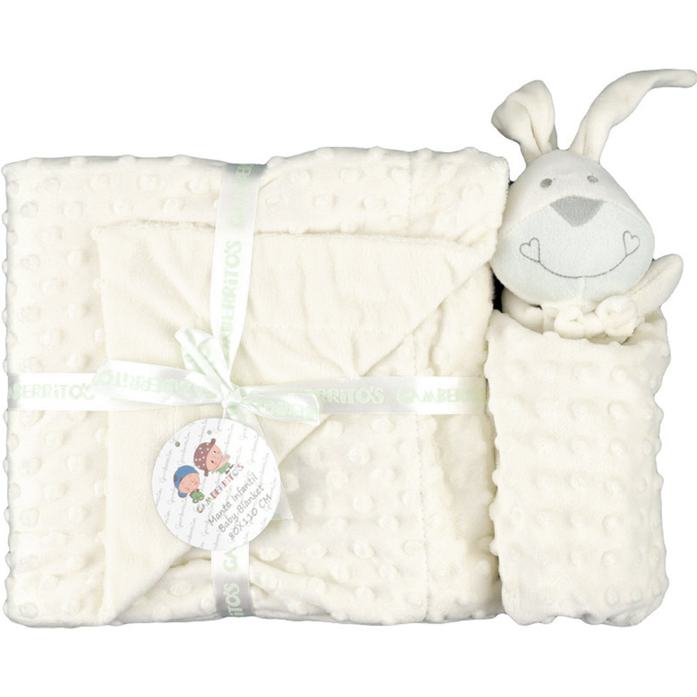 Beige Blanket with DouDou Little bunny 80x110cm GAMBERRITOS - 1