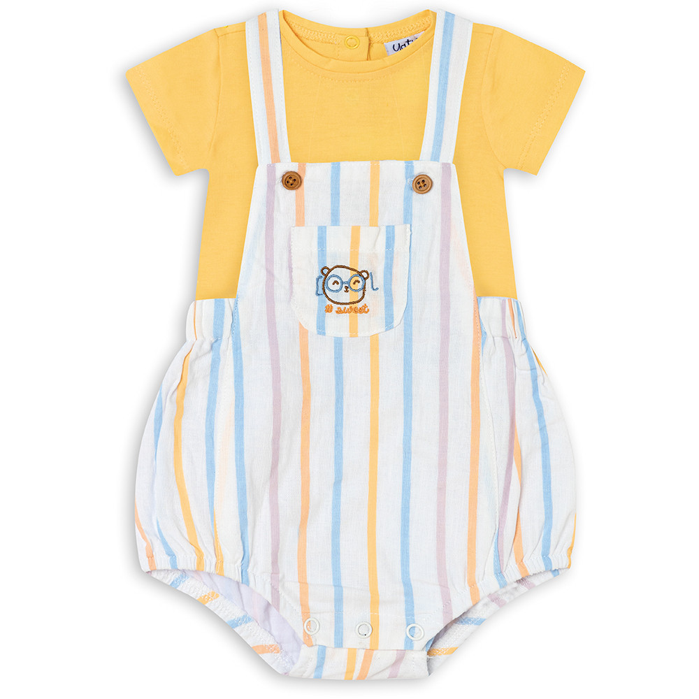 BOYS SHORT SLEEVE TSHIRT AND VERTICAL STRIPE ROMPER YATSI - 1