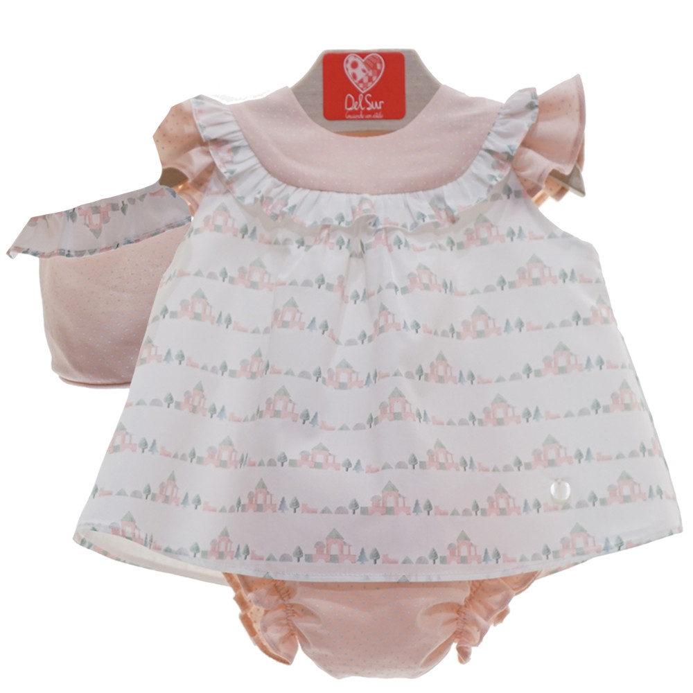 GIRLS PRINTED DRESS WITH DOTTED CAP AND KNICKER DELSUR - 2