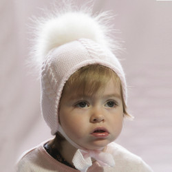 GORRO OCHOS CON POMPON DE PELO NATURAL NAVARRO - 1