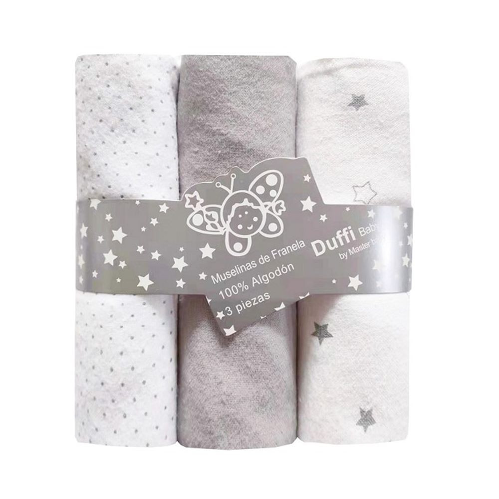 Silver Printed Muslin 100% Extra Soft Cotton 3 Pieces DUFFI - 1