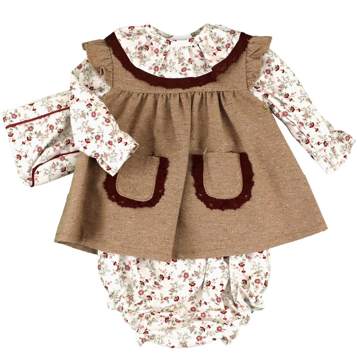 GIRLS DRESS WITH FLOWERY BLOUSE AND KNICKERS DULCE DE FRESA - 1