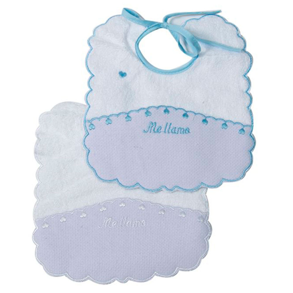 2 Blue Dotted Bib For Embroider Set GAMBERRITOS - 1