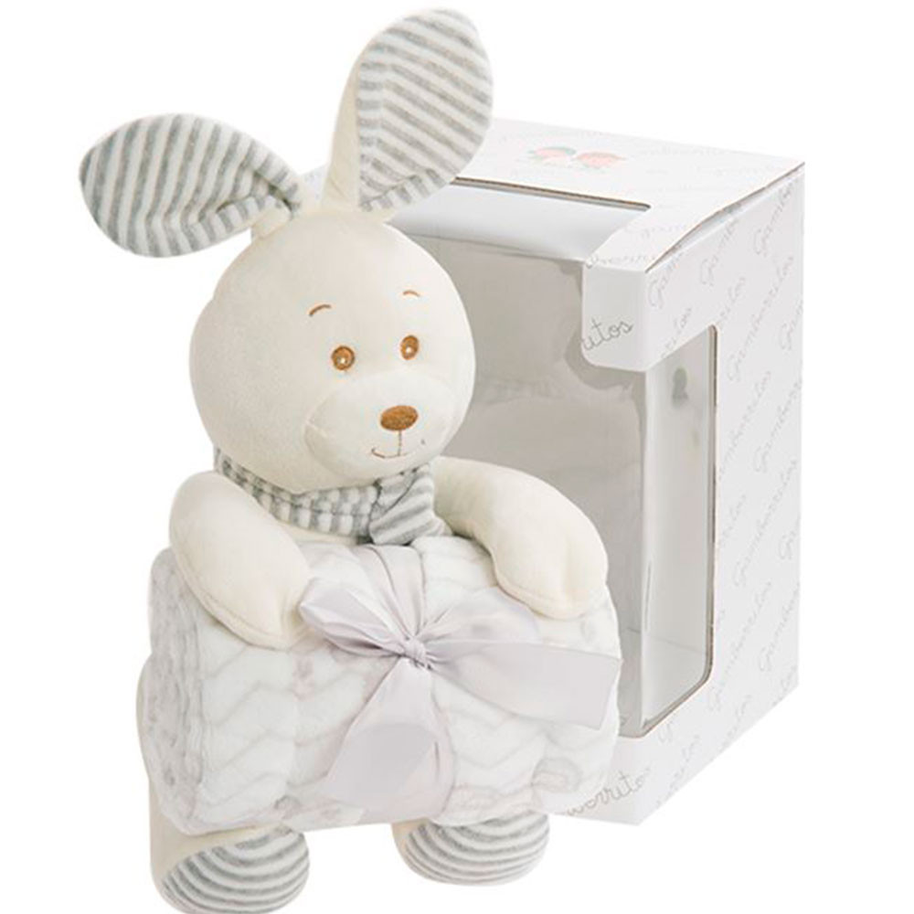 Grey Rabbit Plush and Blanket Baby Set GAMBERRITOS - 1